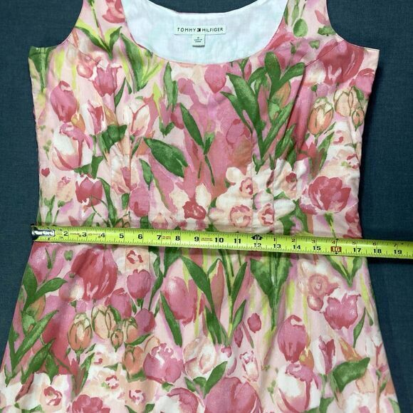Tommy Hilfiger Mini Shift Dress Women 8 Pink Green Floral Sleeveless Beachy Boho - Picture 10 of 14